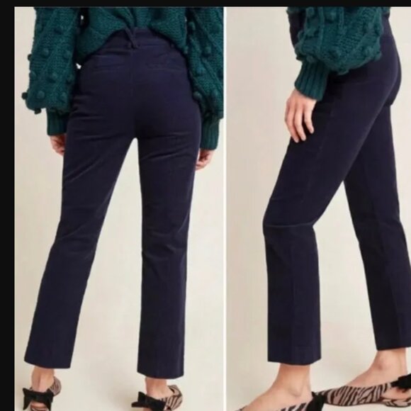 Anthropologie the Essential Navy Corduroy Pants Straight Leg Classic NEW NWT 4 - Picture 2 of 8